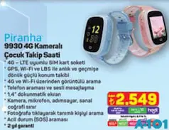 PİRANHA 9930 4G KAMERALI ÇOCUK TAKİP SAATİ